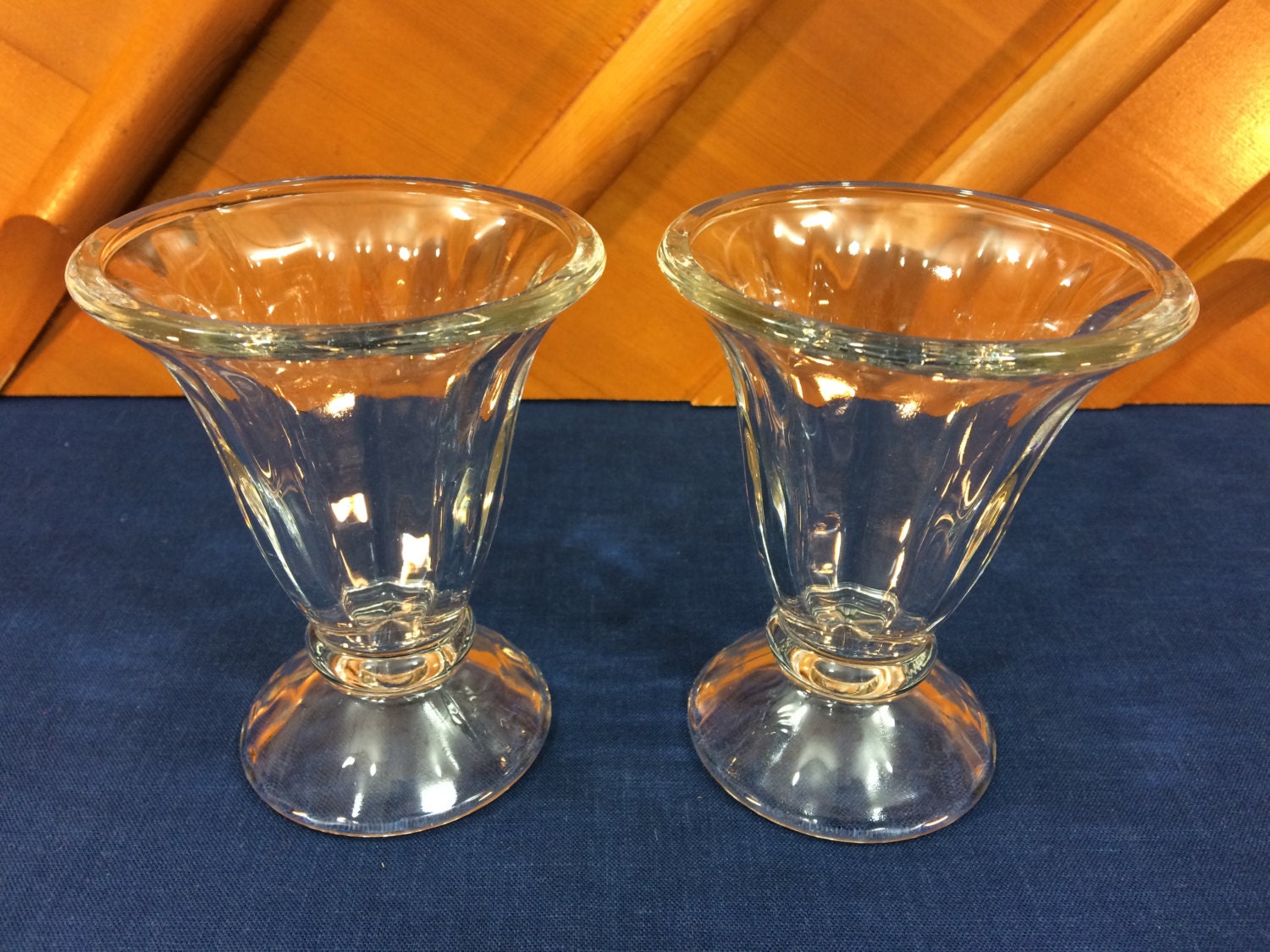 Vintage Libbey Clear Sundae Ice Cream Glasses Tulip Shape Haute Juice