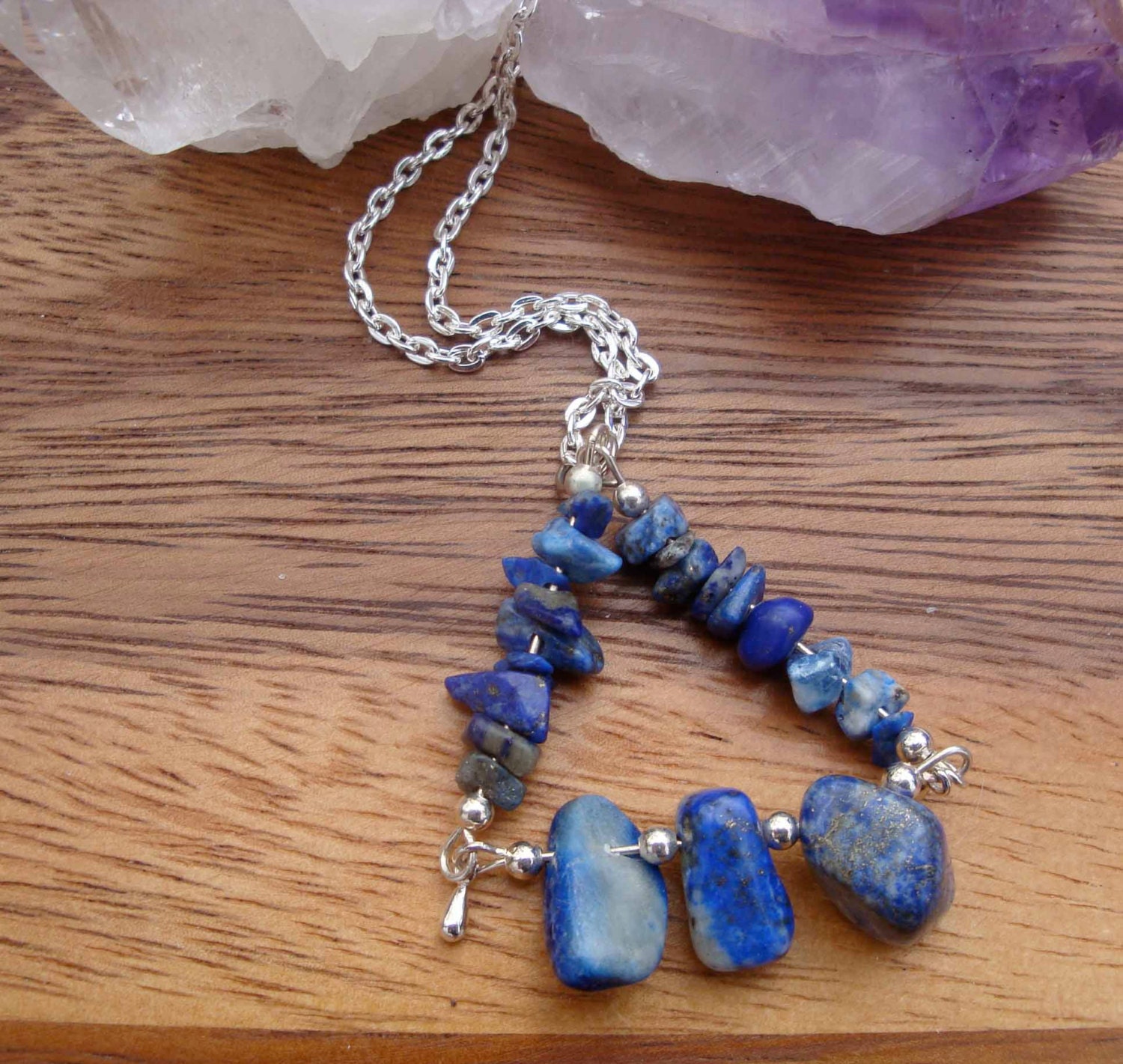 Lapis Lazuli Triangle Pendant On A 18 Chain By WoodlandMarket