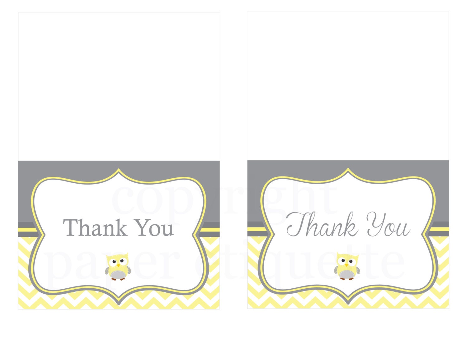 Yellow Owl Chevron Thank You Cards Print Your Own Yellow Owl Chevron Thank You Cards Print Your Own