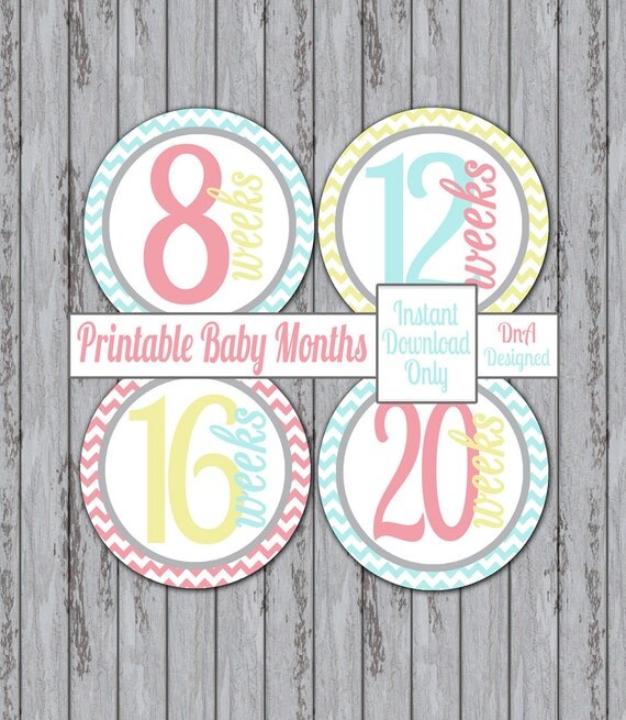 Weekly Pregnancy Stickers Instant Download Chevron by DnADesigned