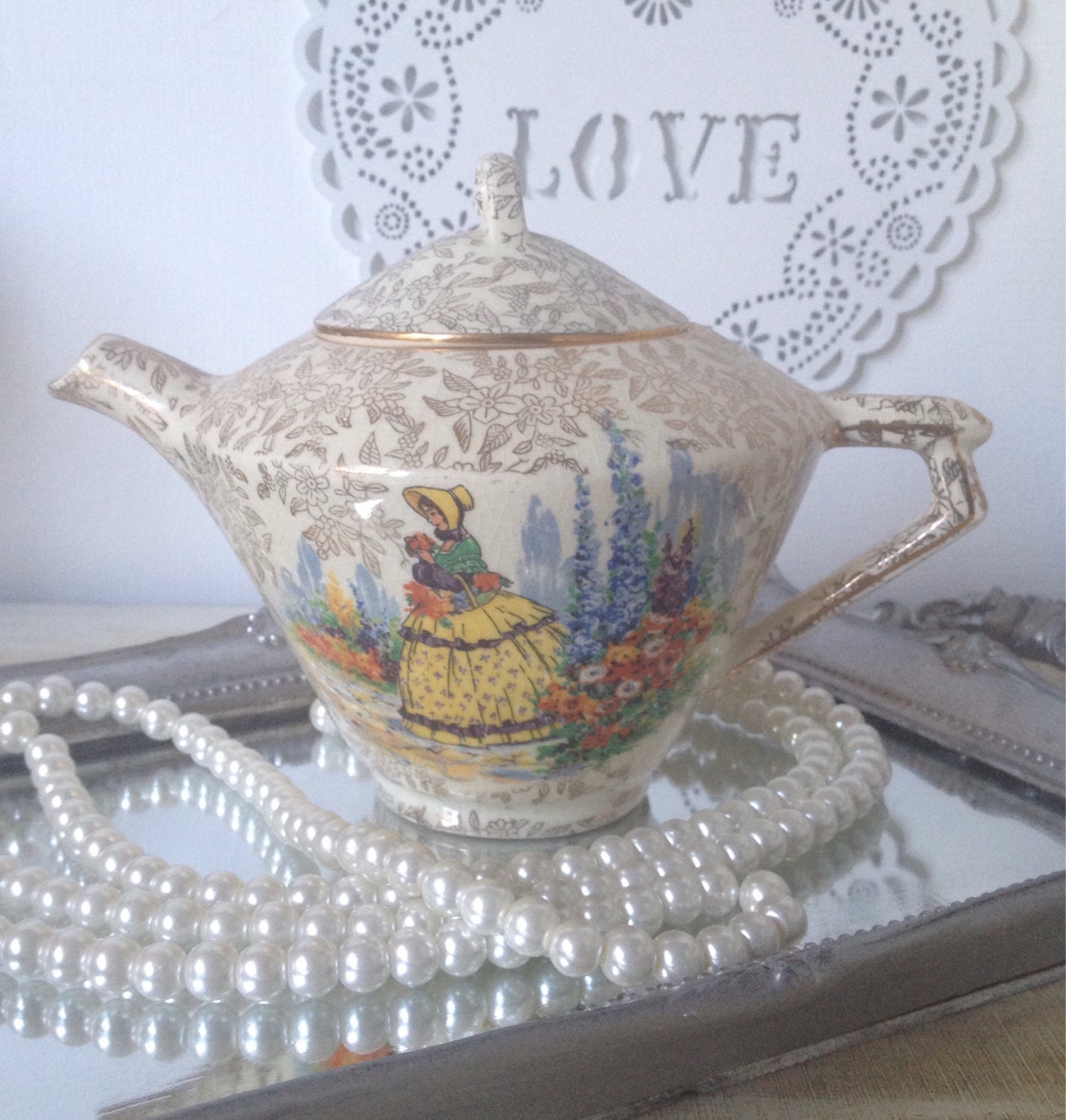 Vintage Empire Ware Teapot Crinoline Lady by VerasTreasures