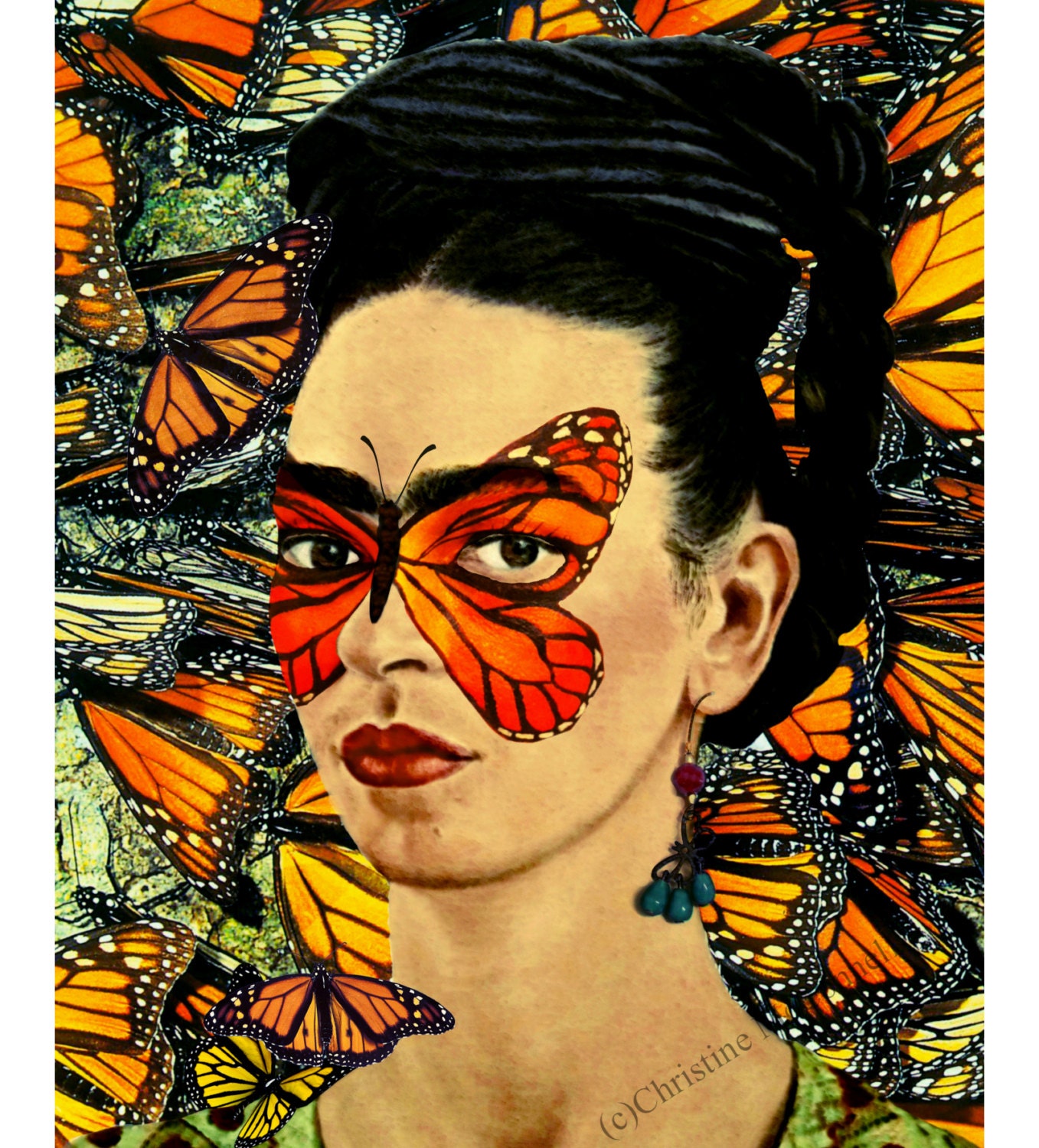 Frida Kahlo Butterfly Poster Print Instant Digital By ARTDECADENCE