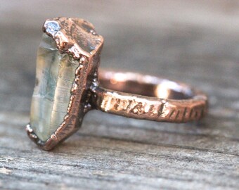 Raw Crystal Ring Quartz Crystal Ring Mineral by DeerGirlDesigns