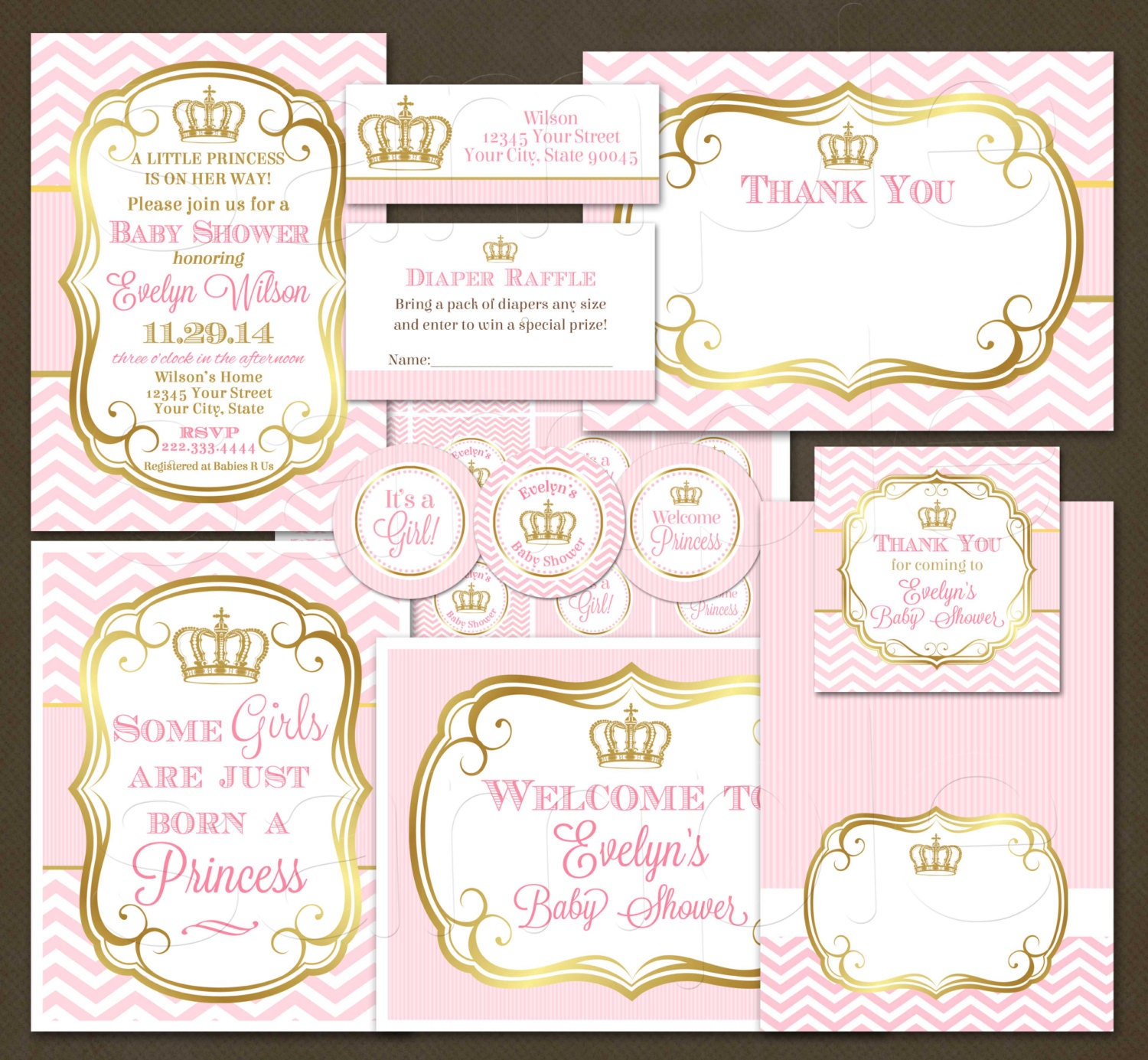 Princess Baby Shower Party Package Printable by PinkSkyPrintables