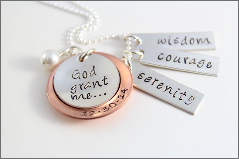 Serenity Prayer Necklace Custom Serenity Necklace Sobriety