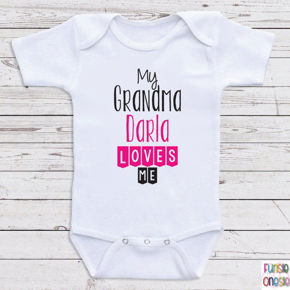 Personalized Baby Onesie My Grandma Loves Me by NewbornBabyClothes