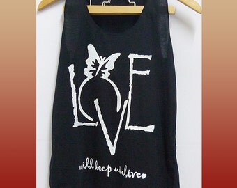 Clearance Sale Love tank top sleeve less top/ singlet/ black tshirt