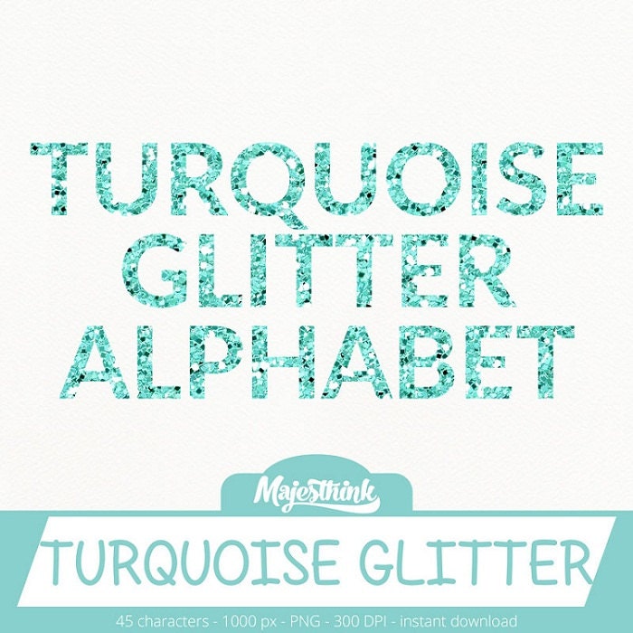 Items Similar To Glitter Digital Alphabet TURQUOISE GLITTER ALPHABET Glitter Letters