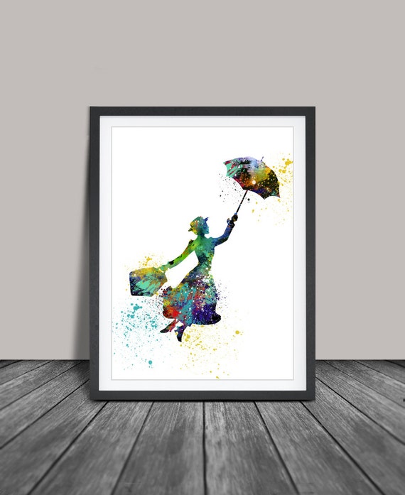 Mary Poppins Watercolor Art Print Illustrations By Fineartcenter