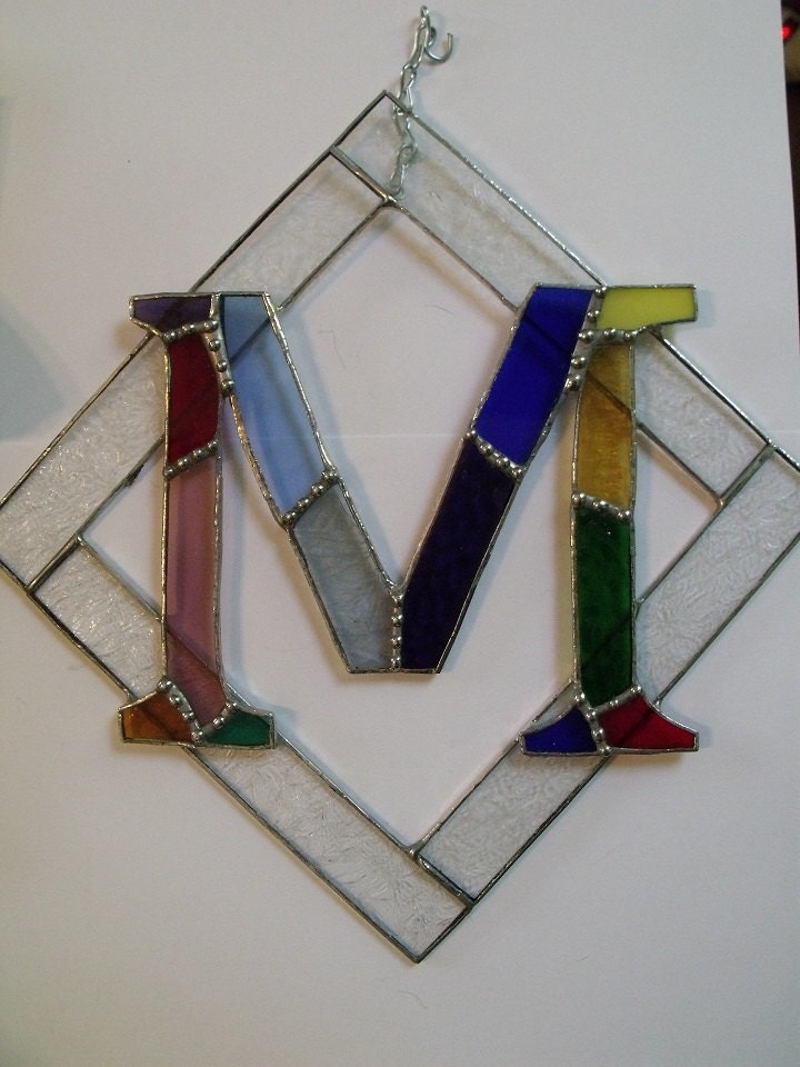 Initial M Stained Glass Monogram By Jpglass On Etsy