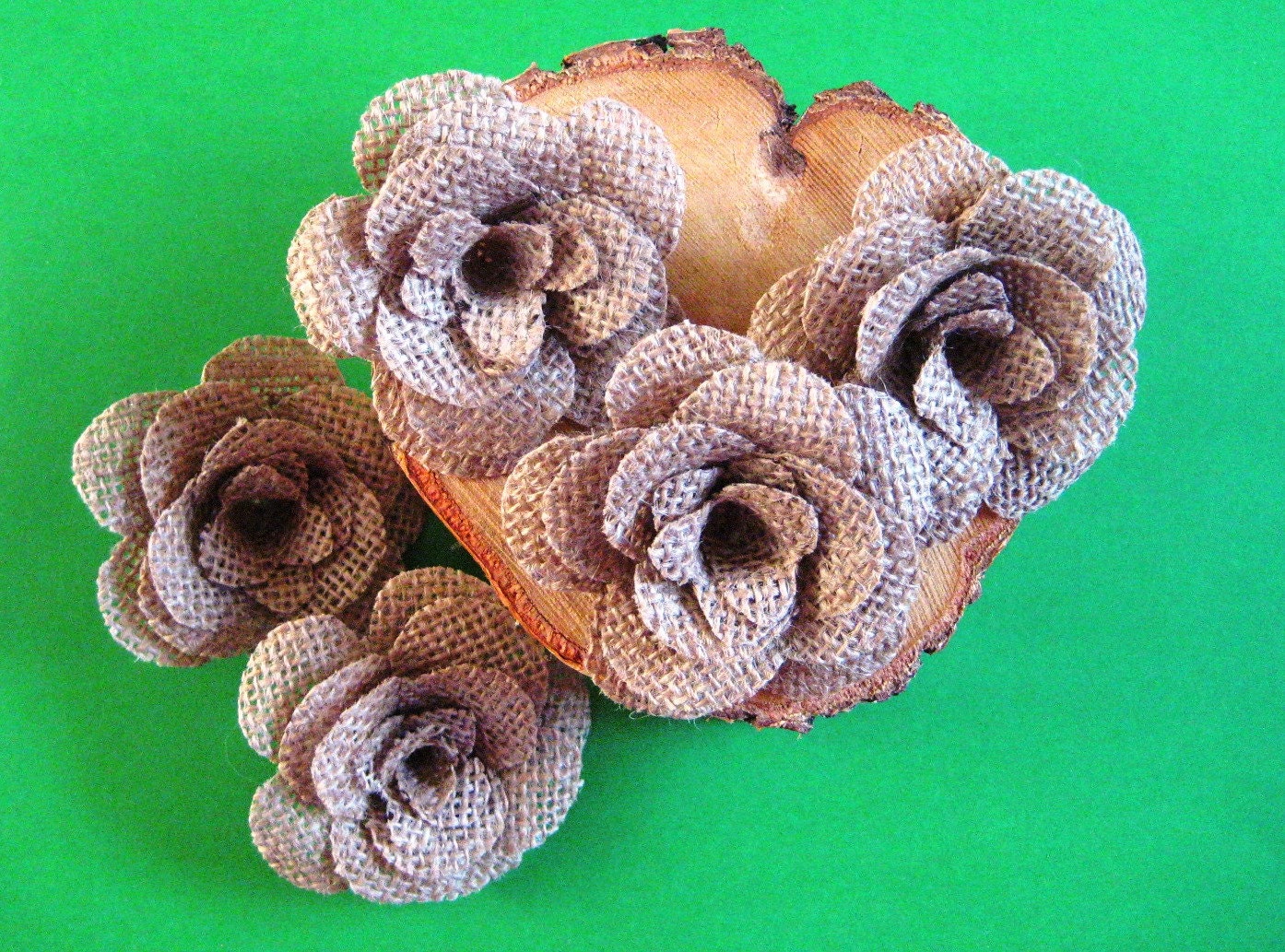 Burlap Flowers 5/ Rustic Wedding decor/ Home decoration