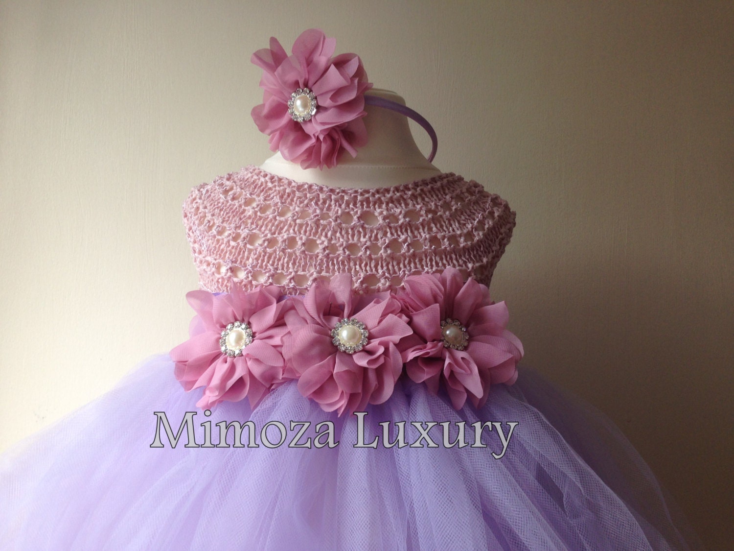 vestidos tejidos para niña con tul