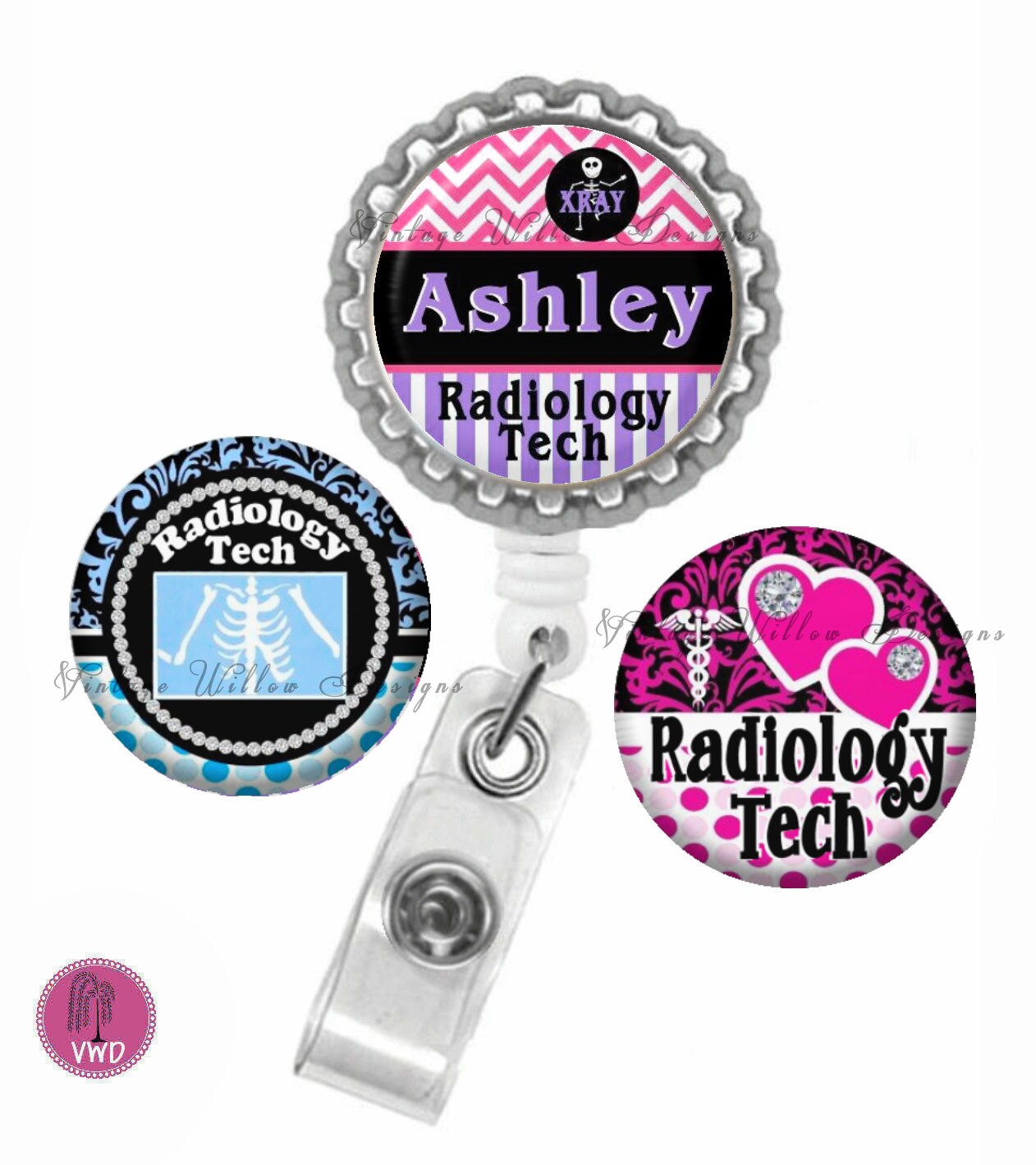 Radiology Tech RAD1 Personalized Retractable ID Badge Reel