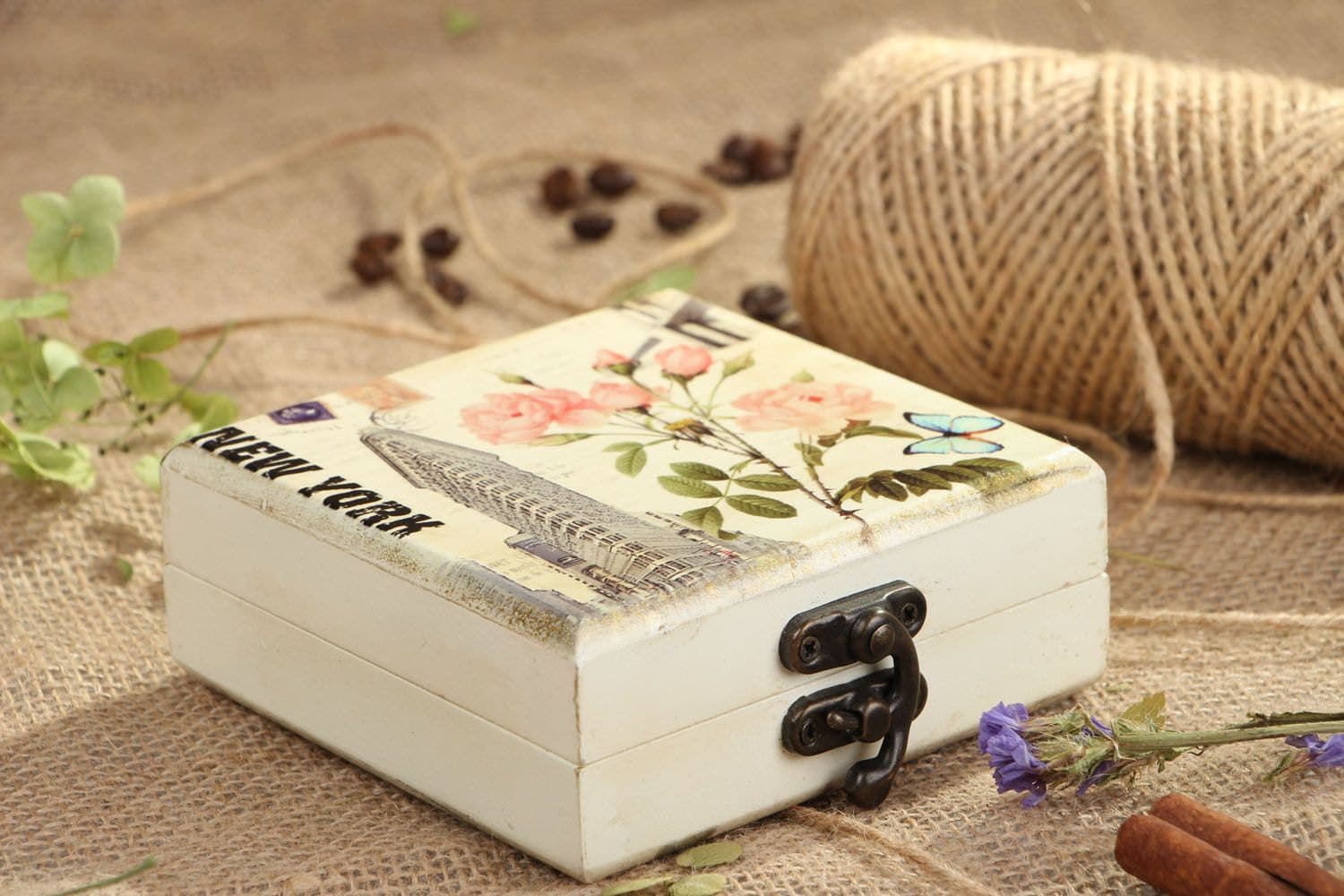 Decoupage wooden box by InteriorDesignerDIY on Etsy