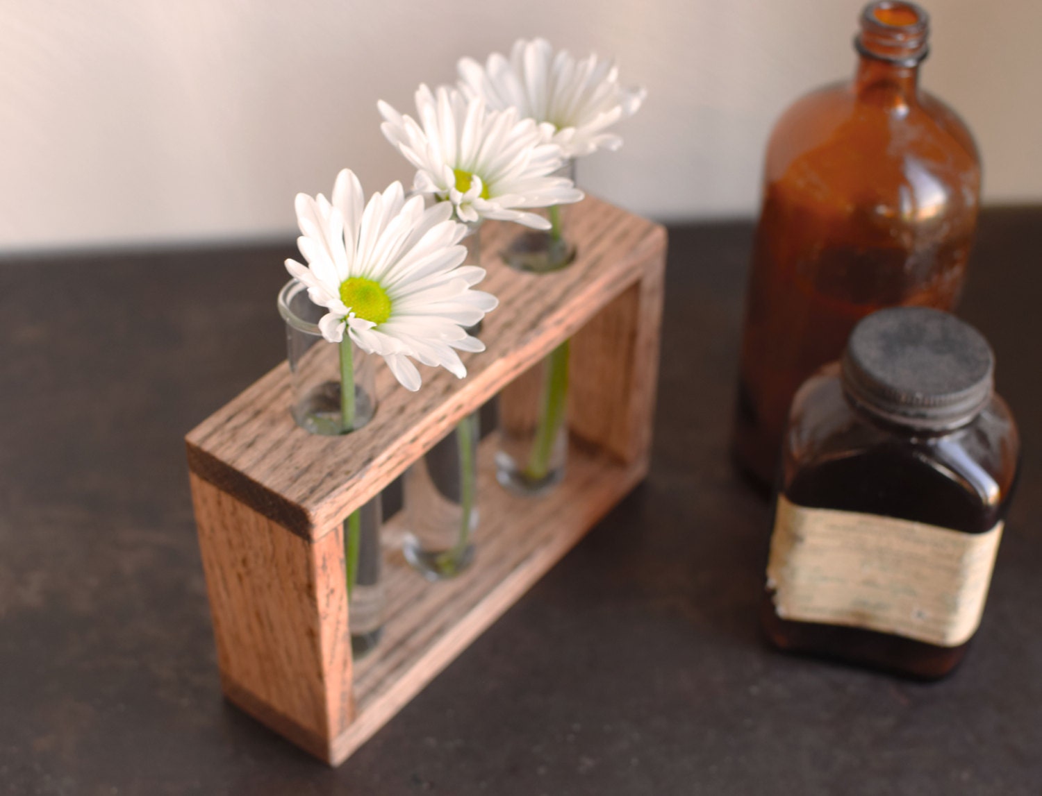 Rustic Laboratory Bud Vase Test Tube Bud Vase Vintage Oak