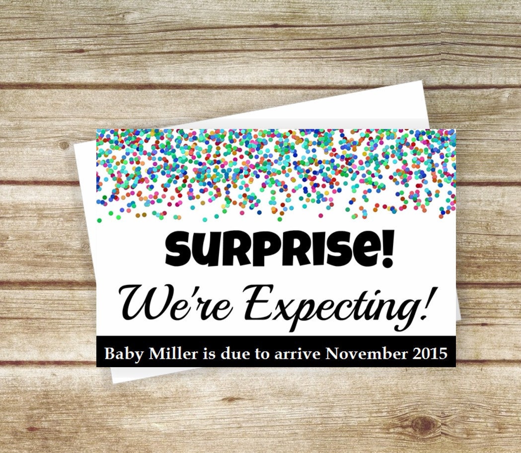 Printable Pregnancy Announcement Card Surprise By Xoprintstudio