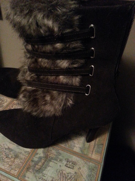 leather boots fur