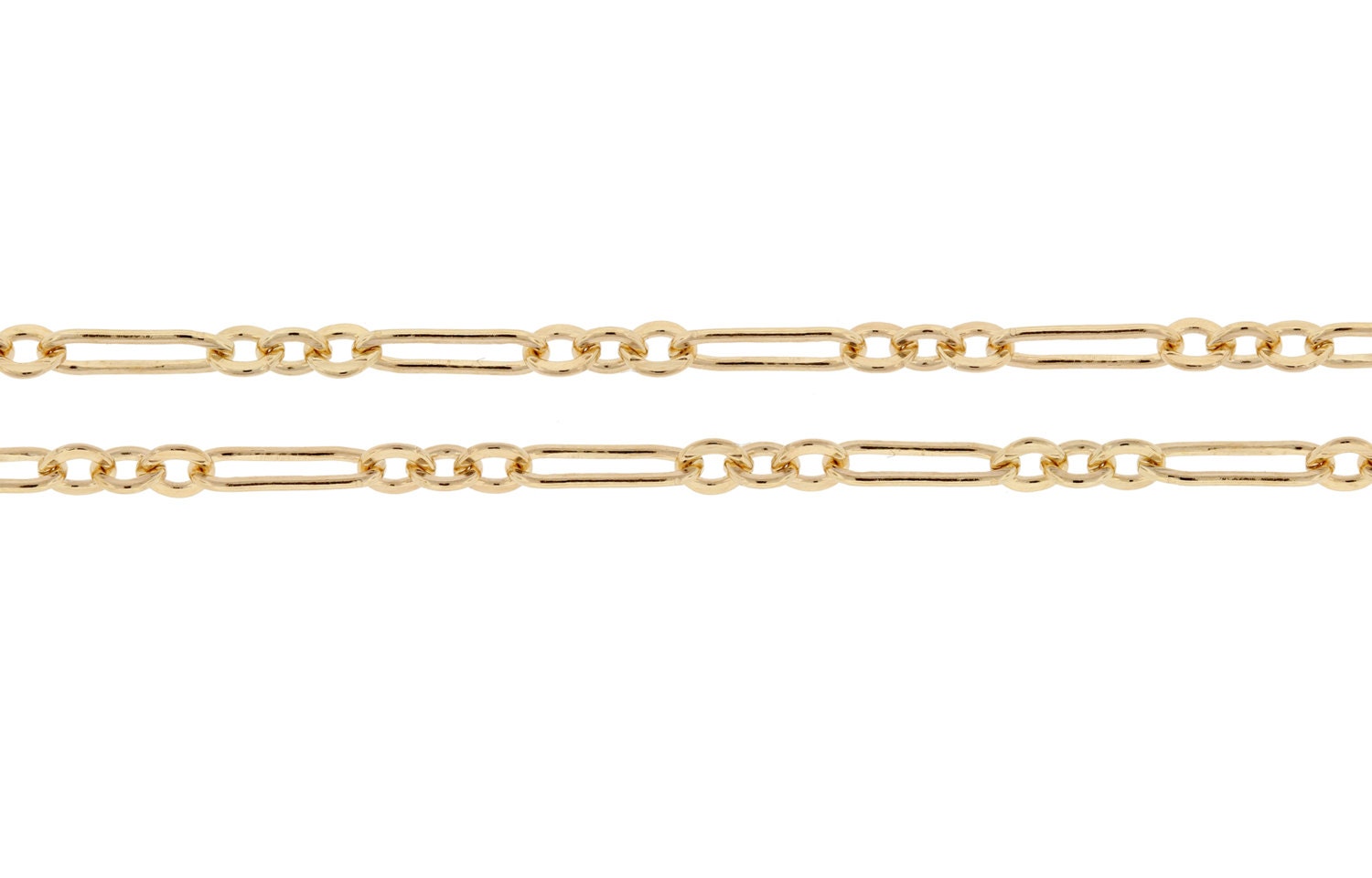 SALE 14Kt Gold Filled 7x2mm Flat Long And Short Chain 20ft