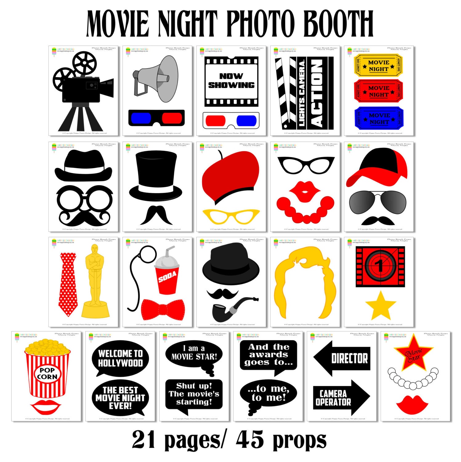 PRINTABLE Movie Night Photo Booth PropsPhoto Booth