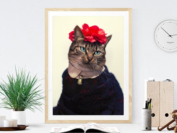 Frida Kahlo Cat Poster Unique Gift Ideas Gifts By JasonMcGroarty