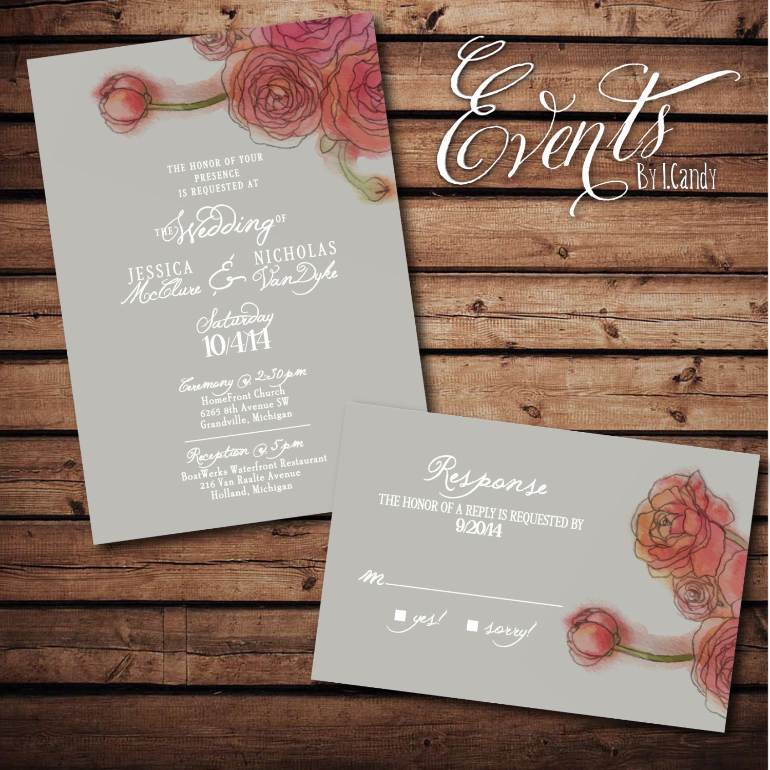 Wedding Invitation Sample Ranunculus Onepaperheart Stationary