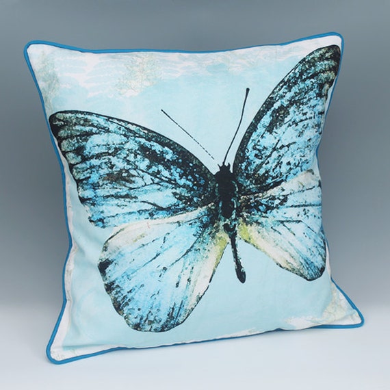 Blue Butterfly Throw Pillow By Debbietomassiart On Etsy