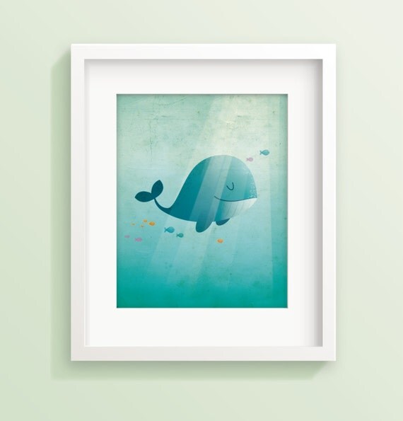 Whale nursery art Kids room decor Whale art by IreneGoughPrints