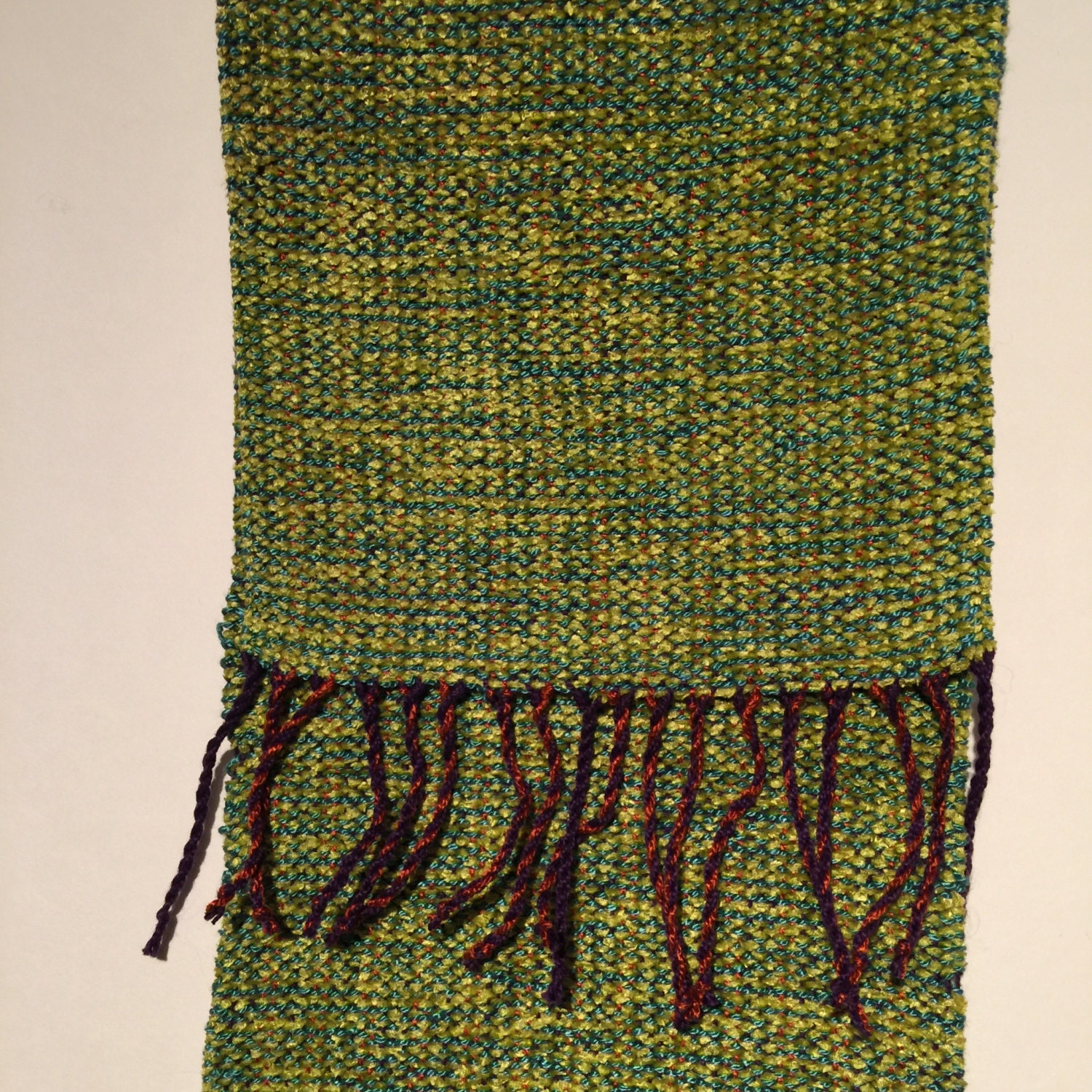 Items similar to Blue & Orange Scarf, Handwoven, 15" x 79" on Etsy