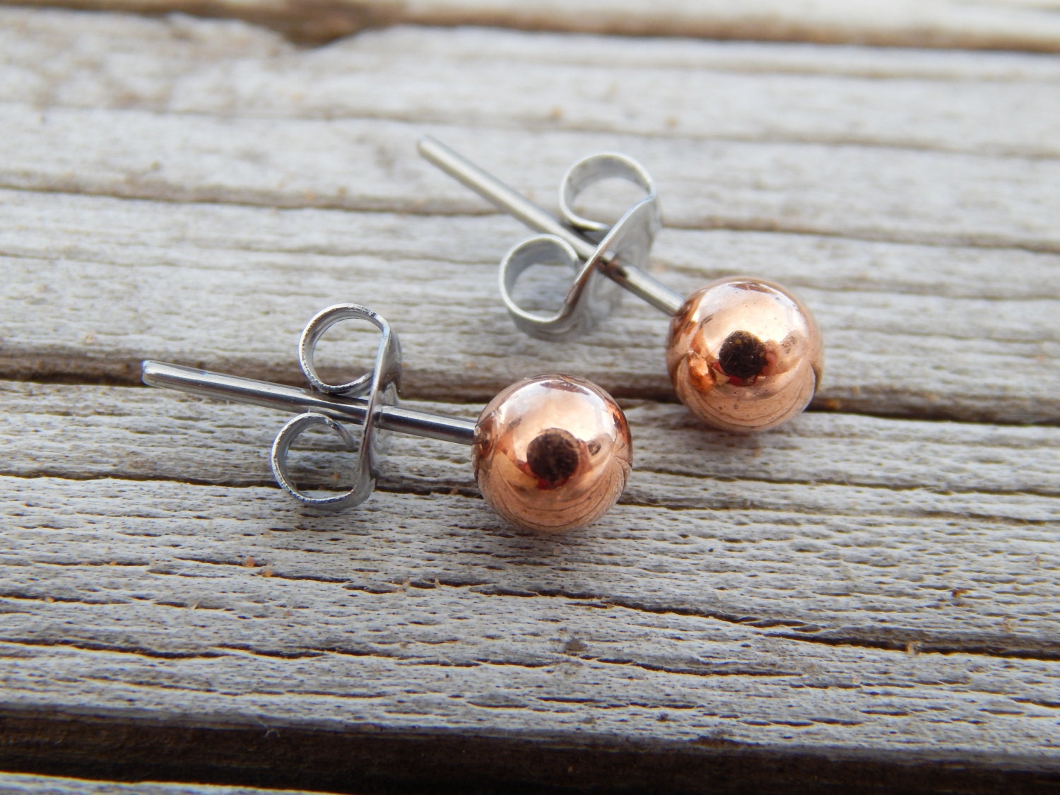 Copper Stud Earrings Copper Ball Earrings Hypo Allergenic