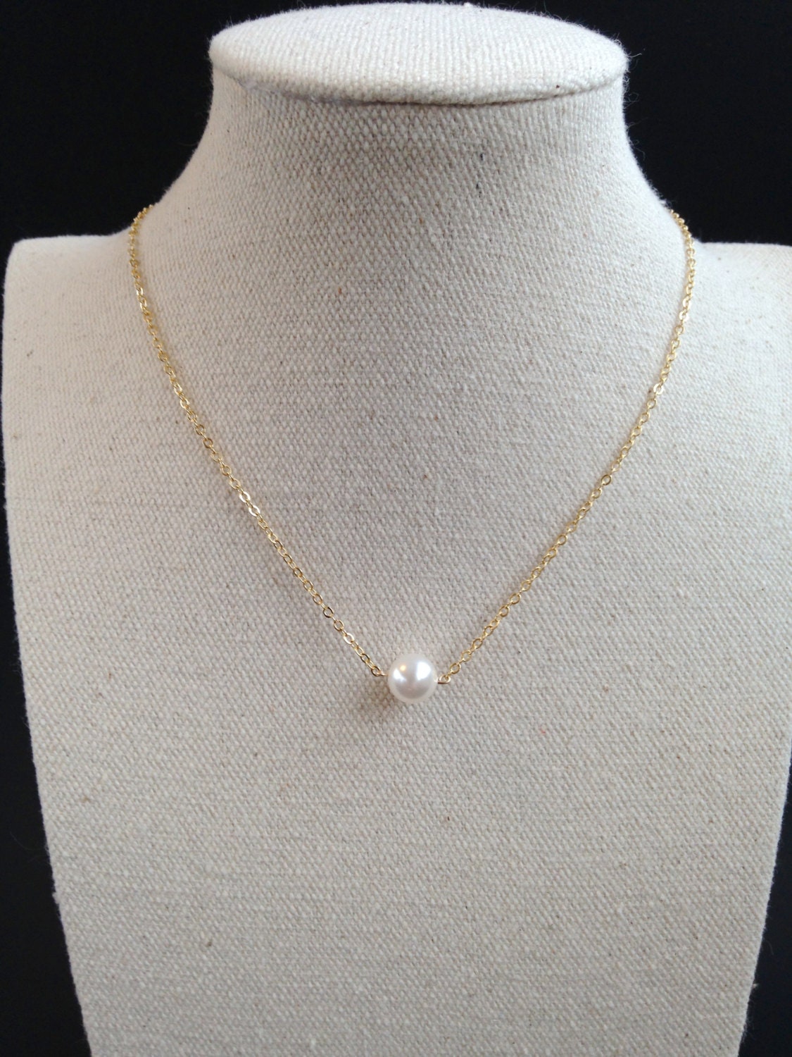 Single Pearl Necklace Floating Pearl Necklace Bridal Pearl