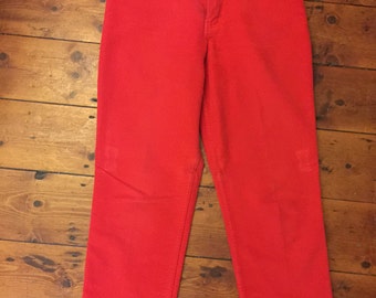 red high waisted jeans