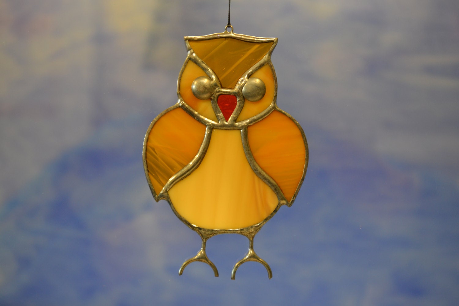 Stained Glass Owl Suncatcher Hanging By Jaynehibellglass On Etsy