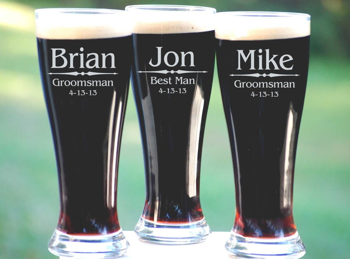 Etched Beer Glasses Personalized Pilsner Glasses 2 Custom Beer Mugs His And Hers T 6639