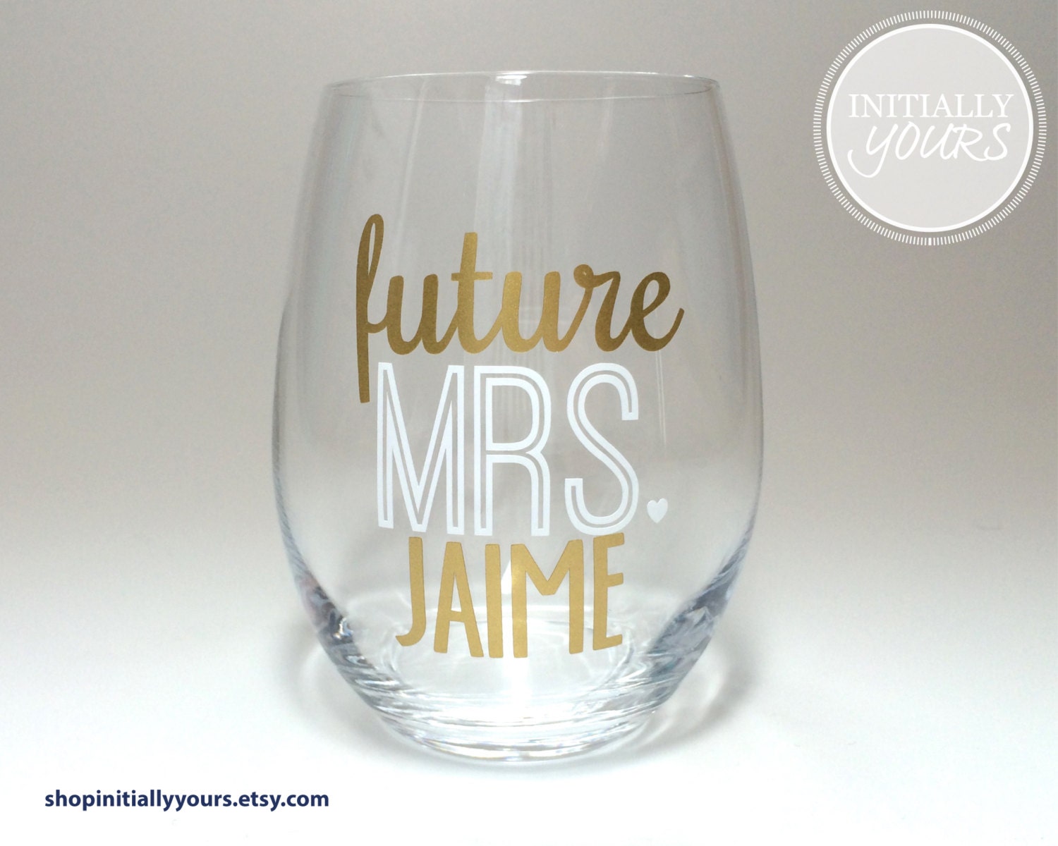 Personalized Future Mrs Stemless Wine Glass Engagement Gift