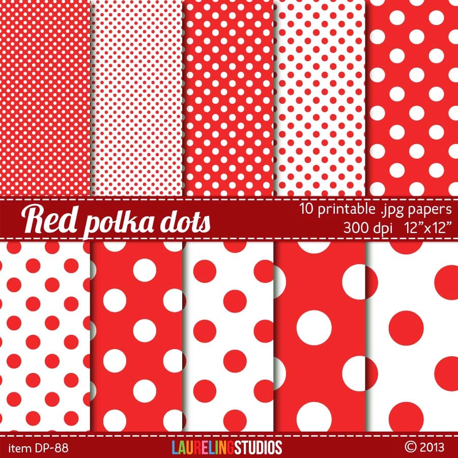 Polka Dot Digital Paper Red Digital Paper By Laurelingstudios