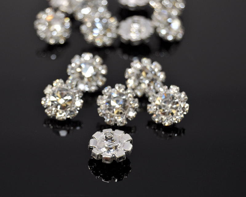 5Pcs small Rhinestone Button, crystal buttons, metal button, glass button for brooch bouquet, hair pieces, Embellishment Button - B01701