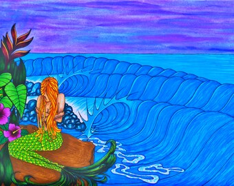 Items similar to Surf Art California Inspired 5x7 Print 28th Street