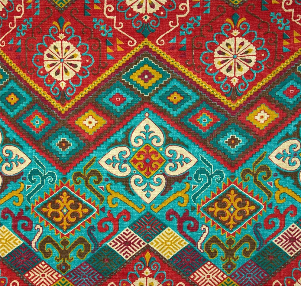 Orange and blue decorator fabric Orange and blue decorator fabric