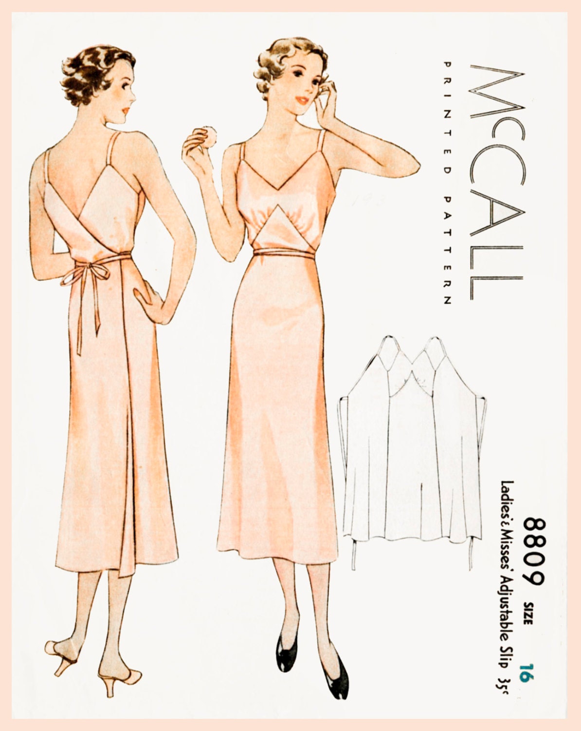 S S Vintage Lingerie Sewing Pattern Art Deco Wrap Dress