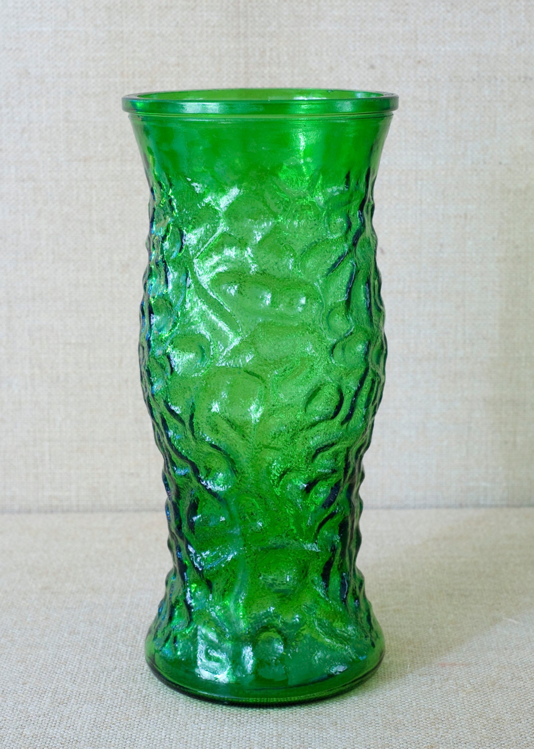 Items Similar To Mic Century Vintage Hoosier Green Glass Vase On Etsy