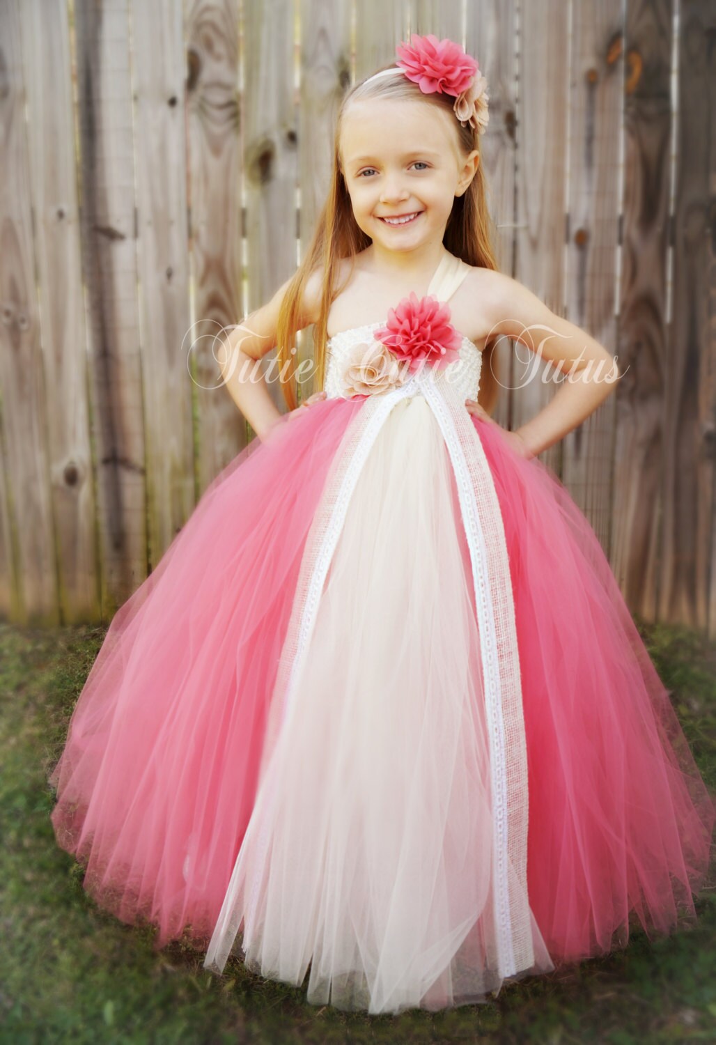 Flower Girl Woven Tutu Dress In Robin Egg Blue And Pink 2t 5t