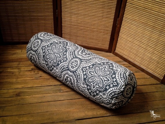 Yoga bolster organic buckwheat Cotton Darkest Gray by MariposaZen