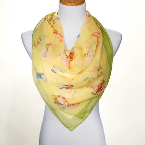Sunny Yellow Silk Mantero Silk Scarf Spring by VintageMeetModern