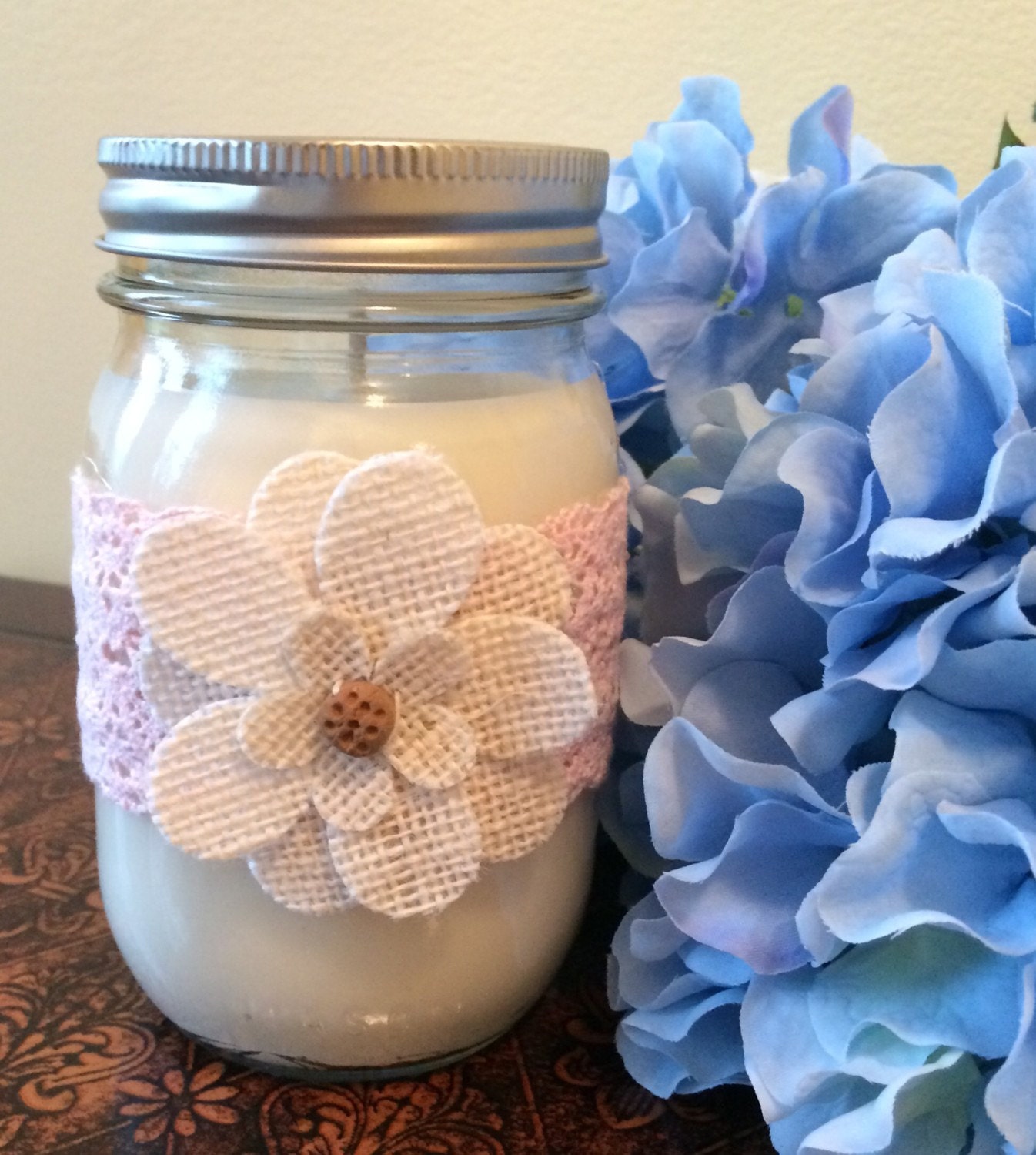 Mason jar candle decorated ball mason jar by SweetClairesCandles