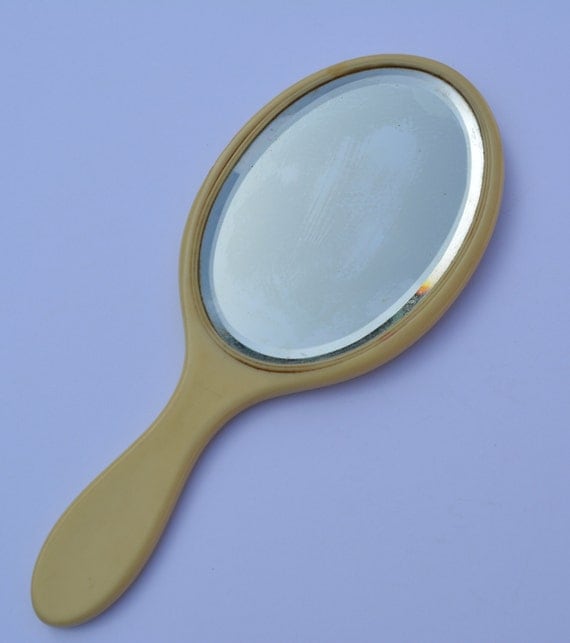 Edwardian Hand Held Mirror French Mirror Ivorine by BiminiCricket