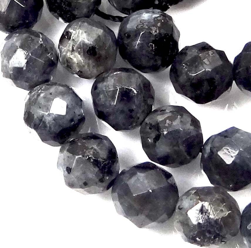 Mm Natural Labradorite Larvikite Faceted Round Beads