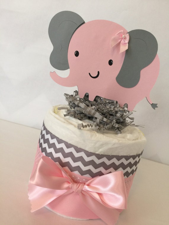 Mini Chevron Elephant Diaper Cake Elephant Theme Baby Shower By