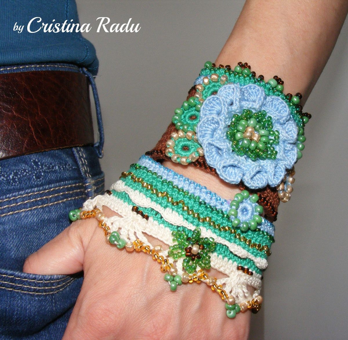 Crochet Boho Chic Bracelet Crochet Cuff Bracelet Crochet