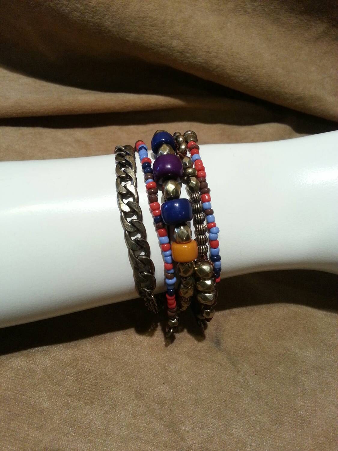 Items similar to Brown LeatherWrap Bracelet MultiStrands with Gold