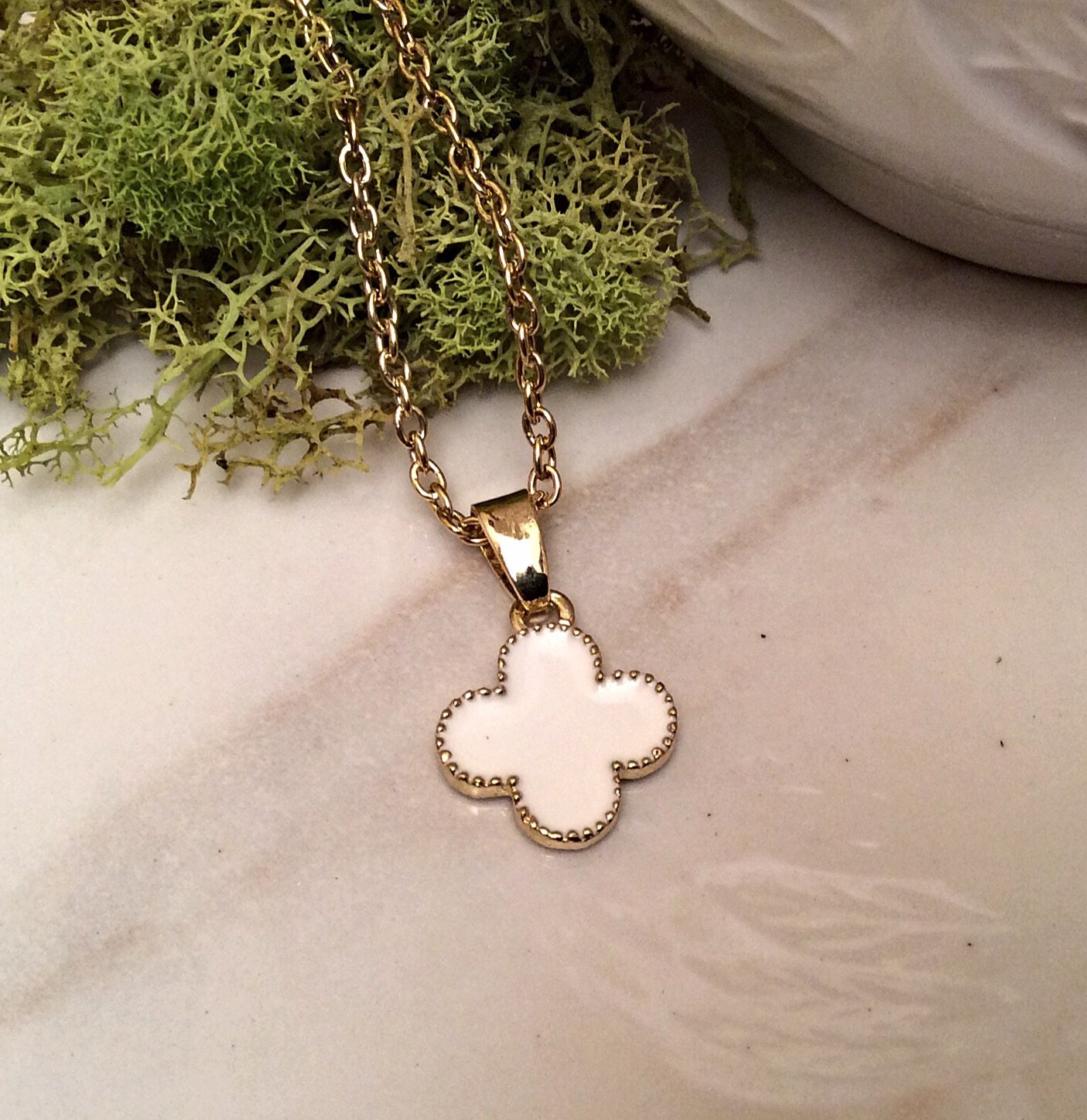 Gold Plated Four Leaf Clover Necklace 18inch Yellow By CHICoRAMA